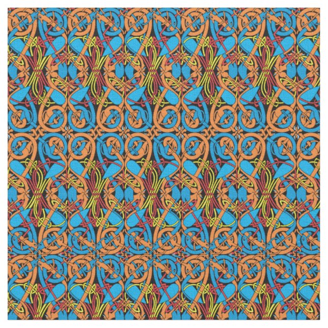 Celtic Knot Animals Lindisfarne Muster Stoff (Nahaufnahme)