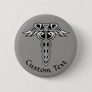 Celtic Knot Caduceus Button