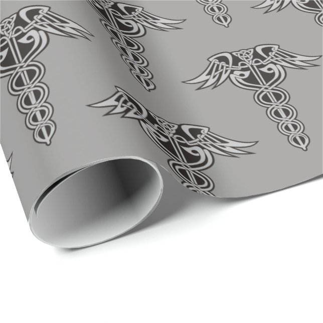 Celtic Knot Caduceus Geschenkpapier (Rolleneckpunkt)