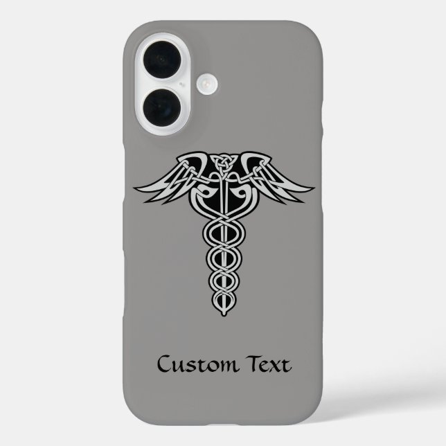 Celtic Knot Caduceus iPhone 16 Hülle (Rückseite)