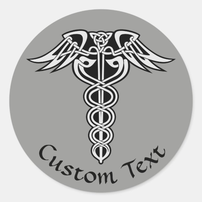 Celtic Knot Caduceus Runder Aufkleber (Vorderseite)