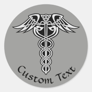 Celtic Knot Caduceus Runder Aufkleber