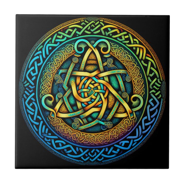 Celtic Knot Colorful Knüpfarbeit Fliese (Vorderseite)