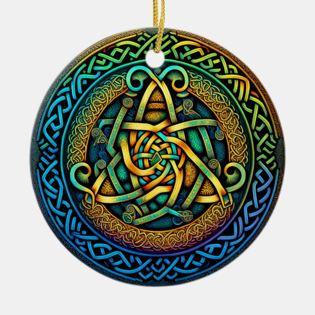 Celtic Knot Colorful Knüpfarbeit Keramik Ornament (Vorne)