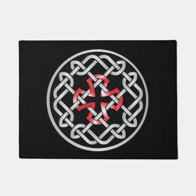 Celtic Knot Cross Red Metallic Doormat Fußmatte (Vorderseite)