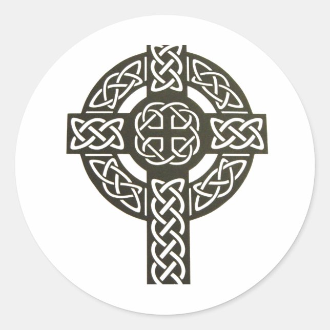 Celtic Knot Cross Runder Aufkleber (Vorderseite)