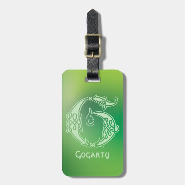 Celtic Knot Decorative Hauptstadt G Gepäckanhänger (Vorderseite vertikal)