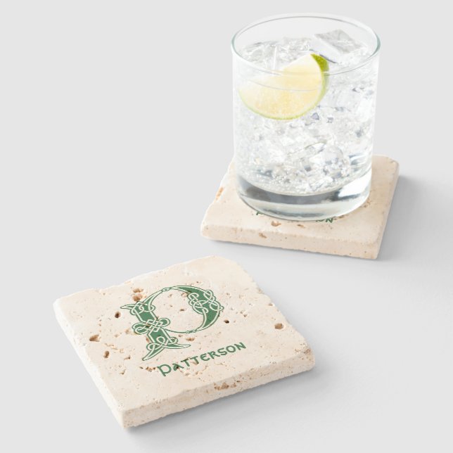 Celtic Knot Decorative Hauptstadt P Steinuntersetzer (Seitenansicht)