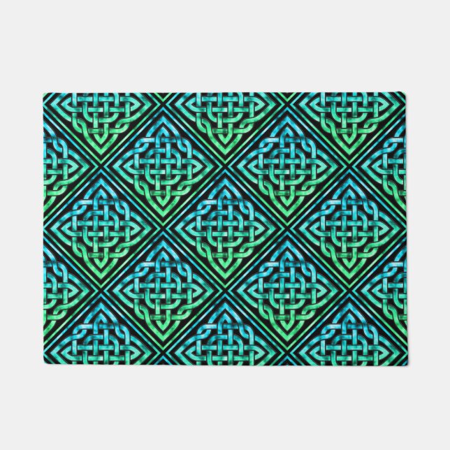 Celtic Knot - Diamond Blue Green Fußmatte (Vorderseite)