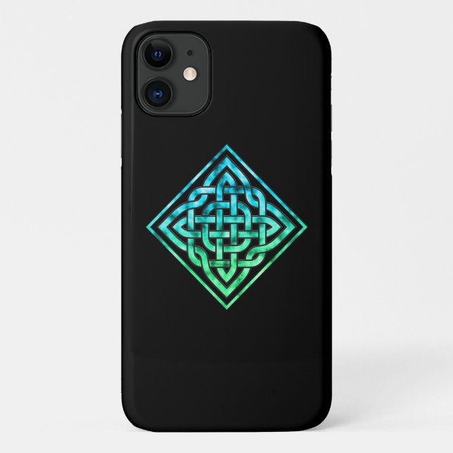 Celtic Knot - Diamond Blue Green iPhone 11 Case (Rückseite)