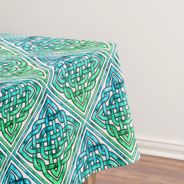 Celtic Knot - Diamond Blue Green White Tischdecke (Beispiel)