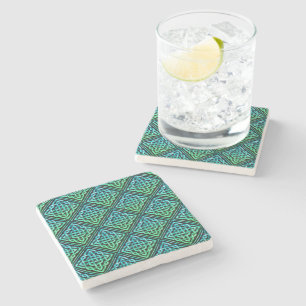 Celtic Knot - Diamond Tile Blue Green Steinuntersetzer