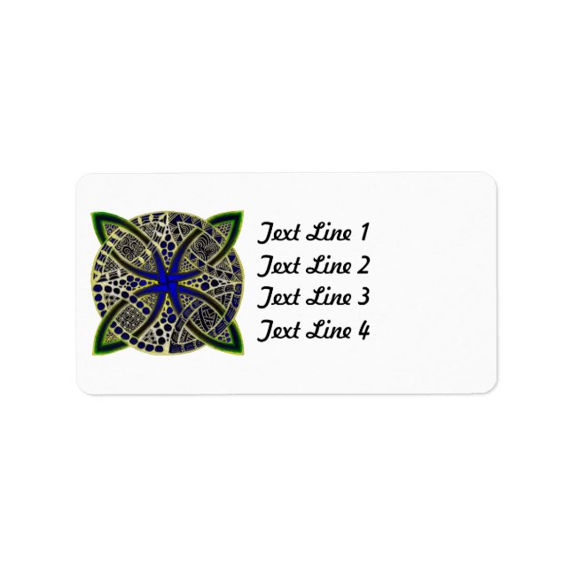 Celtic Knot Doodle Green Blue Adressaufkleber (Vorne)