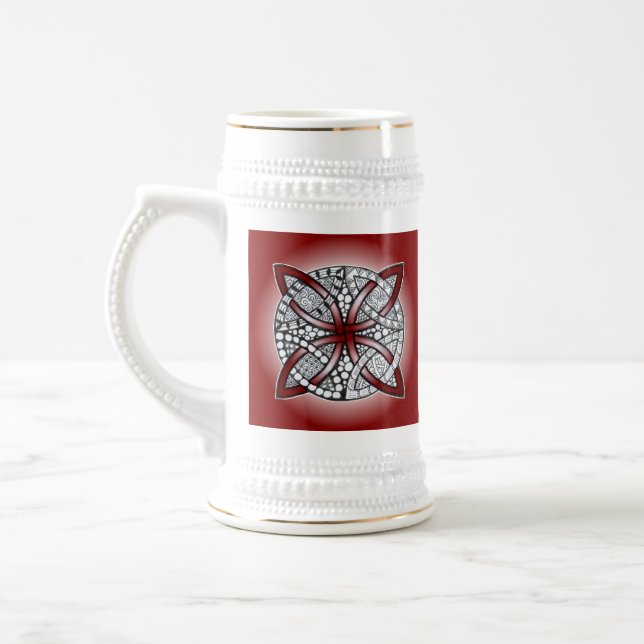Celtic Knot Doodle Maroon Red Bierglas (Links)