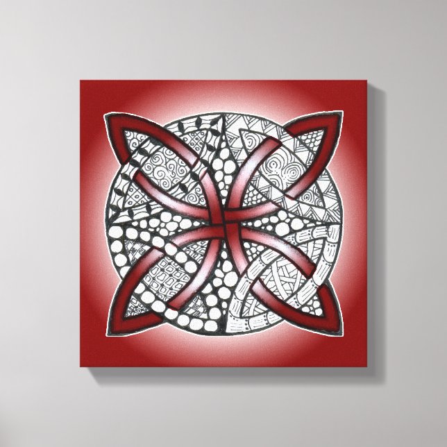 Celtic Knot Doodle Maroon Red Leinwanddruck (Vorderseite)