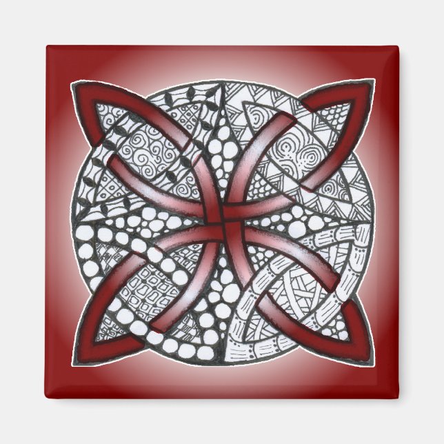 Celtic Knot Doodle Maroon Red Magnet (Vorne)