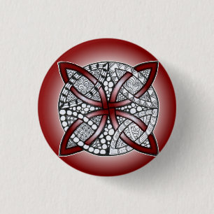 Celtic Knot Doodle Maroon Rot Button