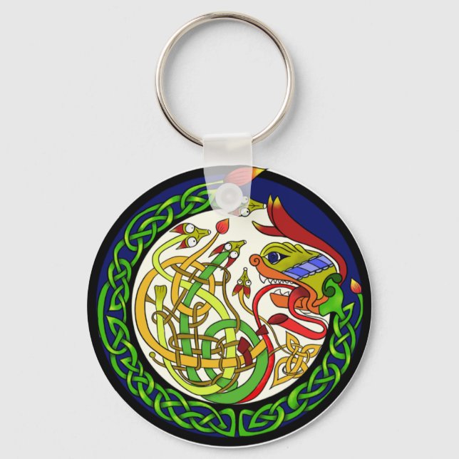Celtic Knot Dragon Mandala Schlüsselanhänger (Vorderseite)