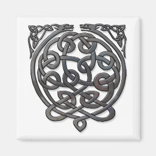 Celtic Knot Dragons - Black Chrome Magnet