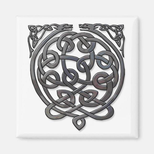 Celtic Knot Dragons - Black Chrome Magnet (Vorne)