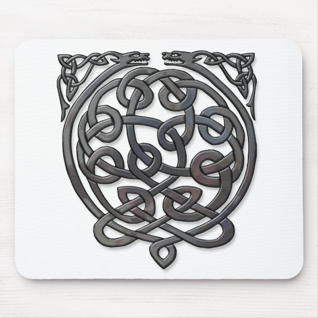 Celtic Knot Dragons - Black Chrome Mousepad (Vorne)