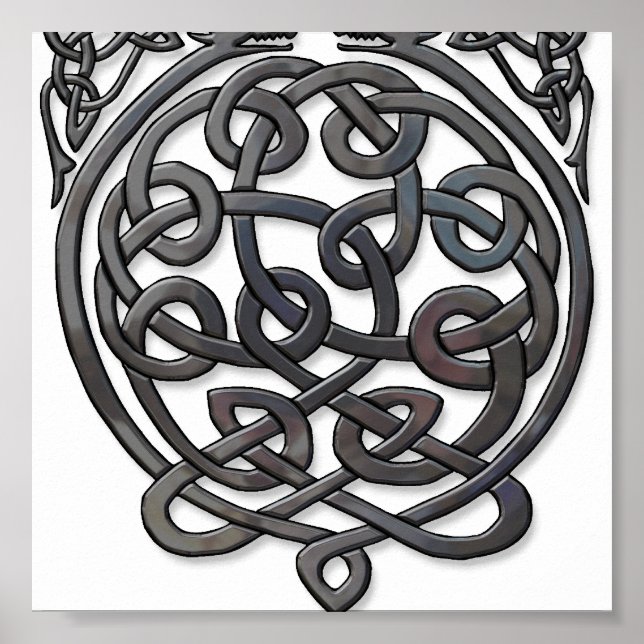 Celtic Knot Dragons - Black Chrome Poster (Vorne)