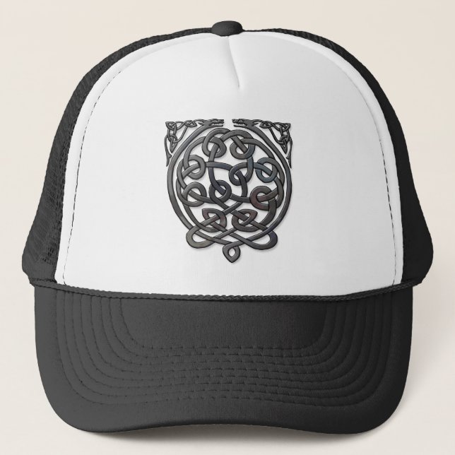 Celtic Knot Dragons - Black Chrome Truckerkappe (Vorderseite)