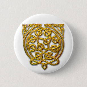 Celtic Knot Dragons - Gold Button