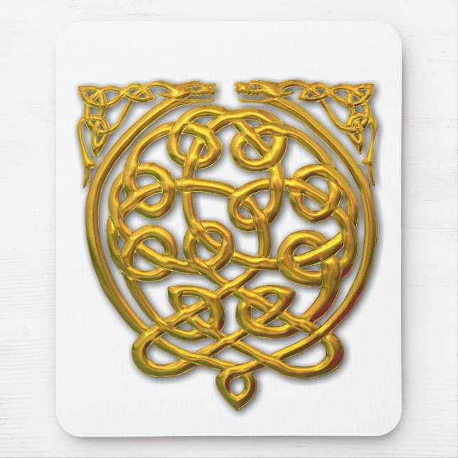 Celtic Knot Dragons - Gold Mousepad (Vorne)