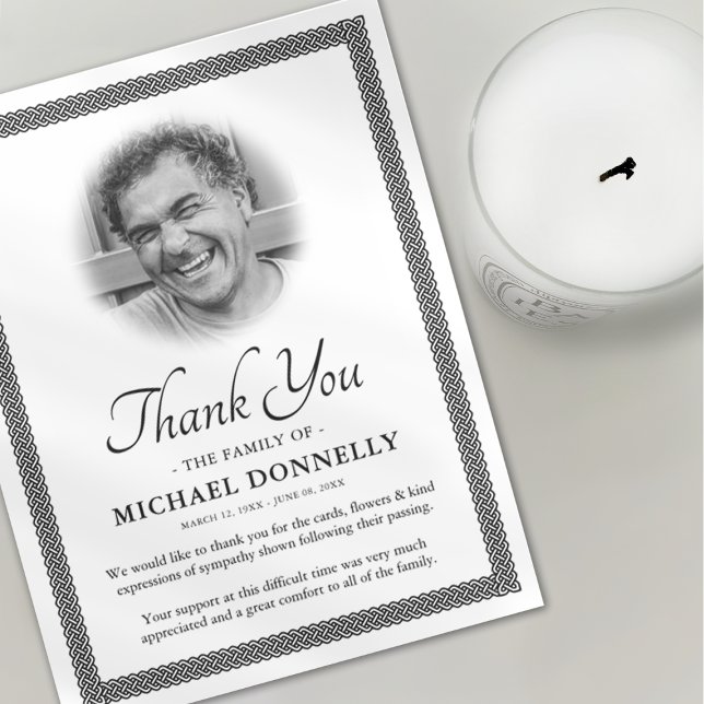 Celtic Knot Foto Beerdigung Dankeskarte (Von Creator hochgeladen)