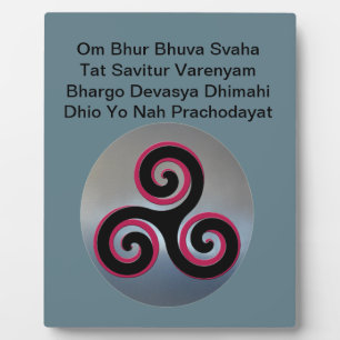 Celtic Knot Gayatri Mantra Om Bhur Bhuvah, Plaque Fotoplatte