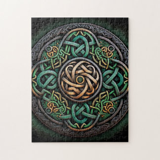 Celtic Knot Green Gold Knüpfarbeit