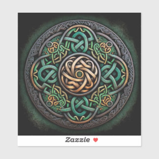 Celtic Knot Green Gold Knüpfarbeit Aufkleber