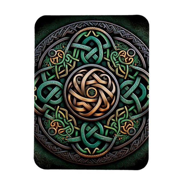 Celtic Knot Green Gold Knüpfarbeit Magnet (Vertikal)