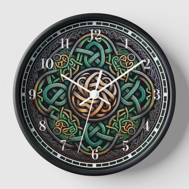 Celtic Knot Green Gold Knüpfarbeit Uhr (Vorderseite)