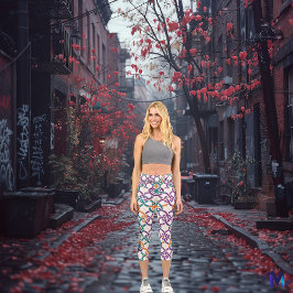 Celtic Knot Harmony - Vibranly Green & Lila Capri Leggings