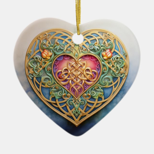 Celtic Knot Heart Keramik Ornament (Vorne)