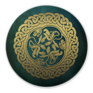 Celtic Knot Hunde Dunkel waschen grün Keramikknauf