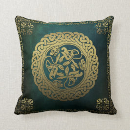 Celtic Knot Hunde Dunkel waschen grün Kissen