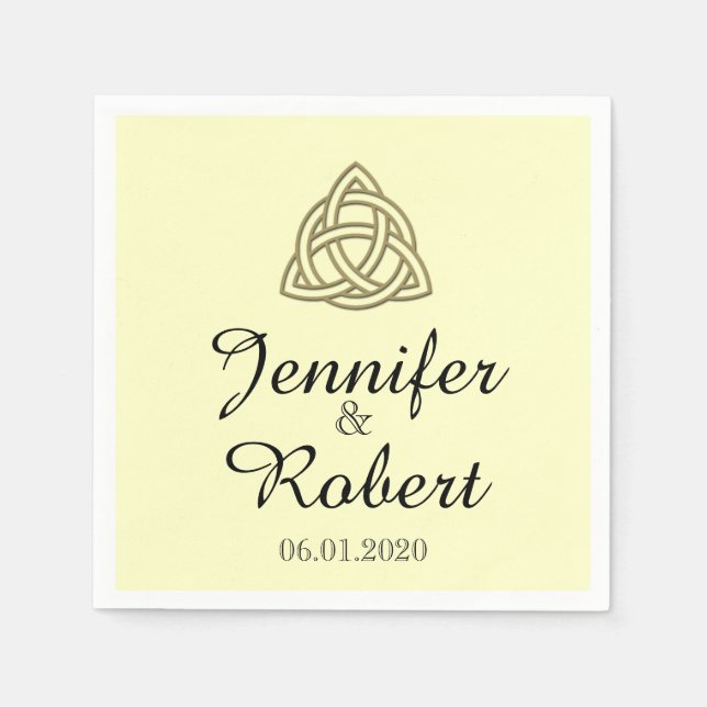 Celtic Knot in Gold und Elfenbein Wedding Napkin Serviette (Vorderseite)