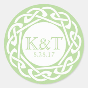 Celtic Knot Initials - Jade Runder Aufkleber