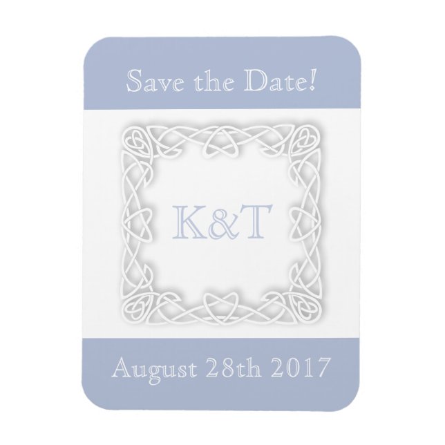 Celtic Knot Initials - Light Blue Magnet (Vertikal)