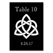 Celtic Knot Initials - Table card - Black
