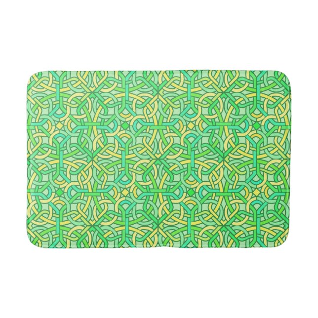 Celtic Knot Irish Braid Muster Green Yellow Badematte (Vorderseite)