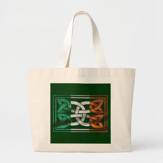 Celtic Knot Irish Flag Designer Bag Jumbo Stoffbeutel (Vorne)