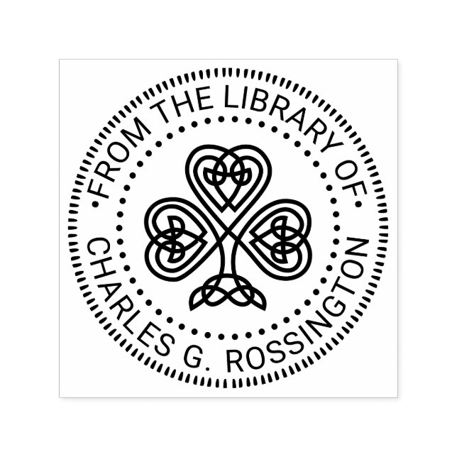 Celtic Knot Kleeblatt Library Name #3 Permastempel (Design)