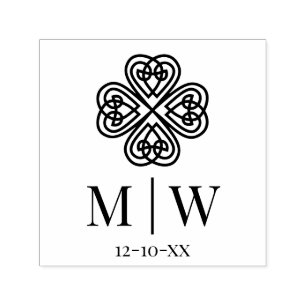 Celtic Knot Kleeblatt Wedding Couple Initials Date Permastempel