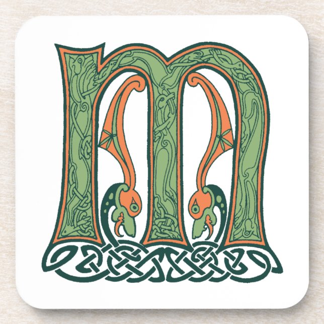 Celtic Knot Letter M, Irish Design Untersetzer (Vorderseite)