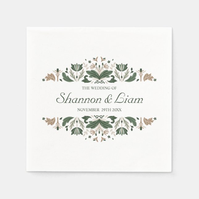 Celtic Knot | Moderne florale Irish Custom Wedding Serviette (Vorderseite)