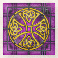 Celtic Knot on Lila Stainglas Untersetzer